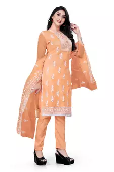 Orange embroidered organza salwar