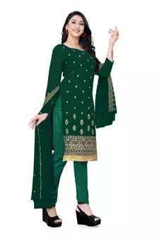 Green embroidered georgette salwar