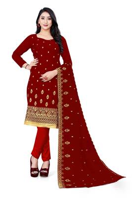 Maroon embroidered georgette salwar 1