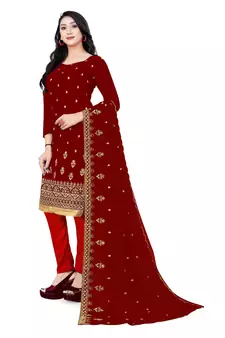 Maroon embroidered georgette salwar