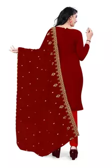 Maroon embroidered georgette salwar