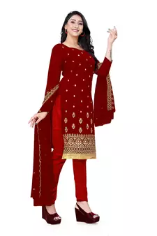 Maroon embroidered georgette salwar