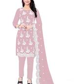 Pink embroidered georgette salwar