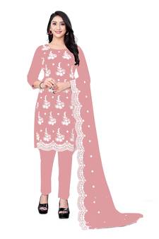Pink embroidered georgette salwar