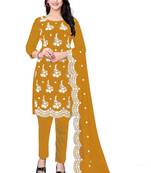Yellow embroidered georgette salwar