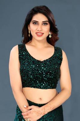 Green Party Wear Lycra Saree  6