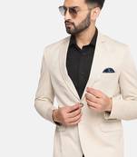 Beige plain cotton bandhgala-suit