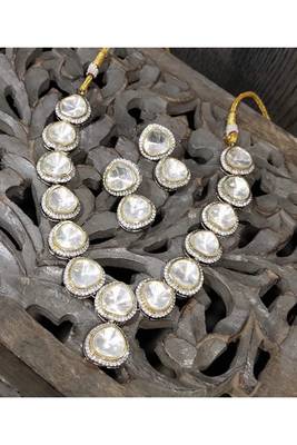 Elegant Replica Statement Premium Quality Kundan Polki Necklace Set 1