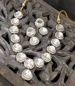 Elegant Replica Statement Premium Quality Kundan Polki Necklace Set