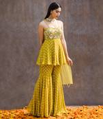 Lemon Green Georgette Pant Set