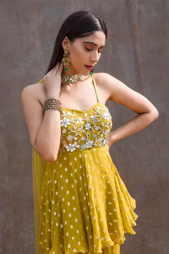 Lemon Green Georgette Pant Set