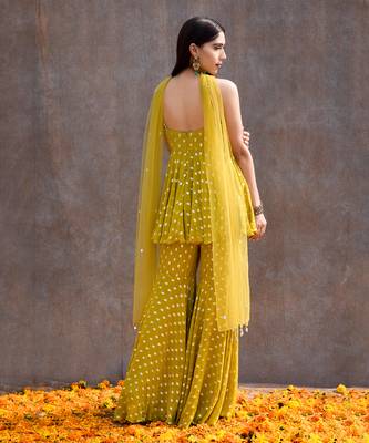 Lemon Green Georgette Pant Set 4