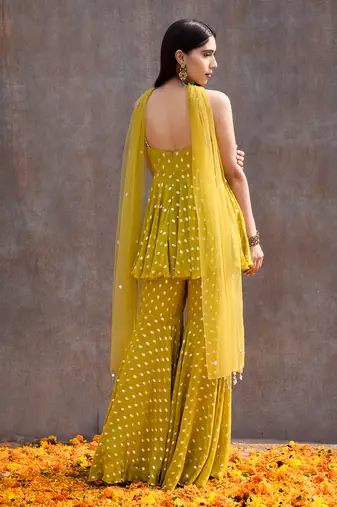 Lemon Green Georgette Pant Set