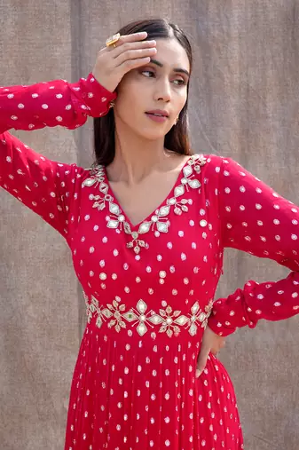 Rani Pink Georgette Anarkali