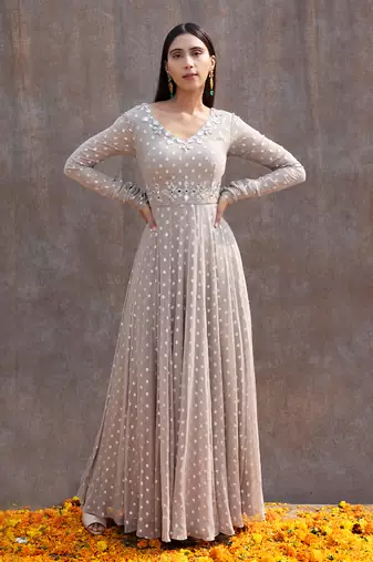 Grey Georgette Anarkali