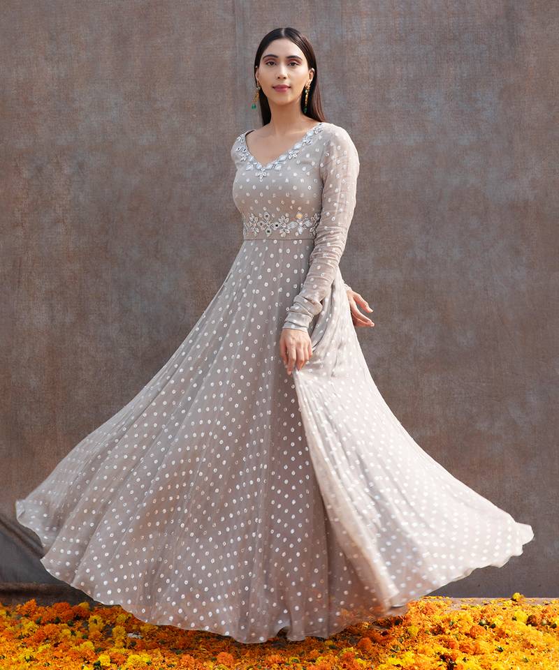 Grey Georgette Anarkali