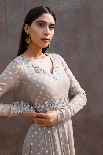Grey Georgette Anarkali