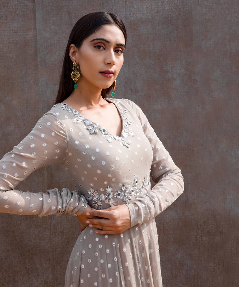 Grey Georgette Anarkali