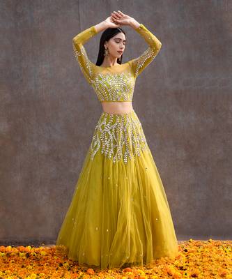 Lemon Green Net Lehenga 2