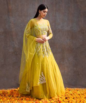 Lemon Green Net Lehenga 3