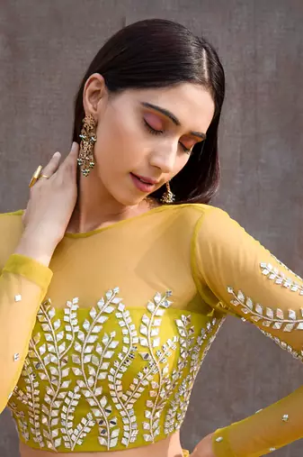 Lemon Green Net Lehenga