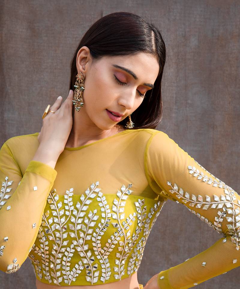 Lemon Green Net Lehenga