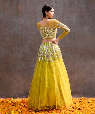 Lemon Green Net Lehenga 5