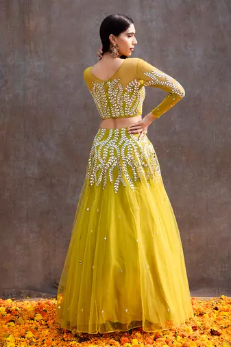 Lemon Green Net Lehenga