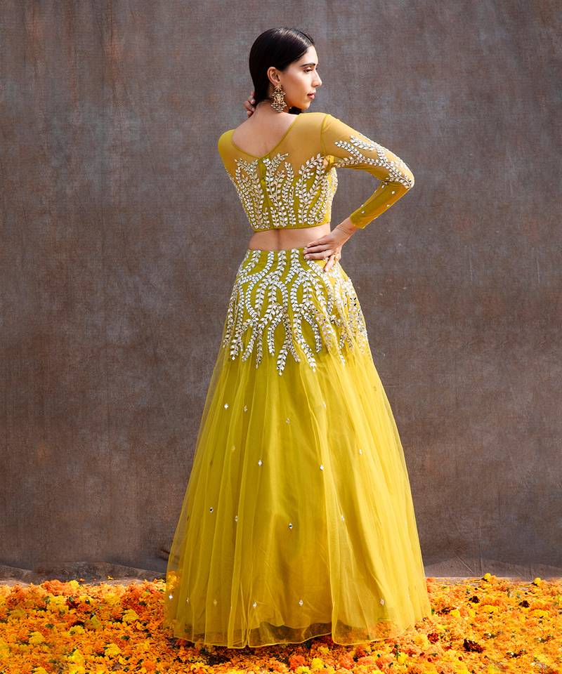 Lemon Green Net Lehenga