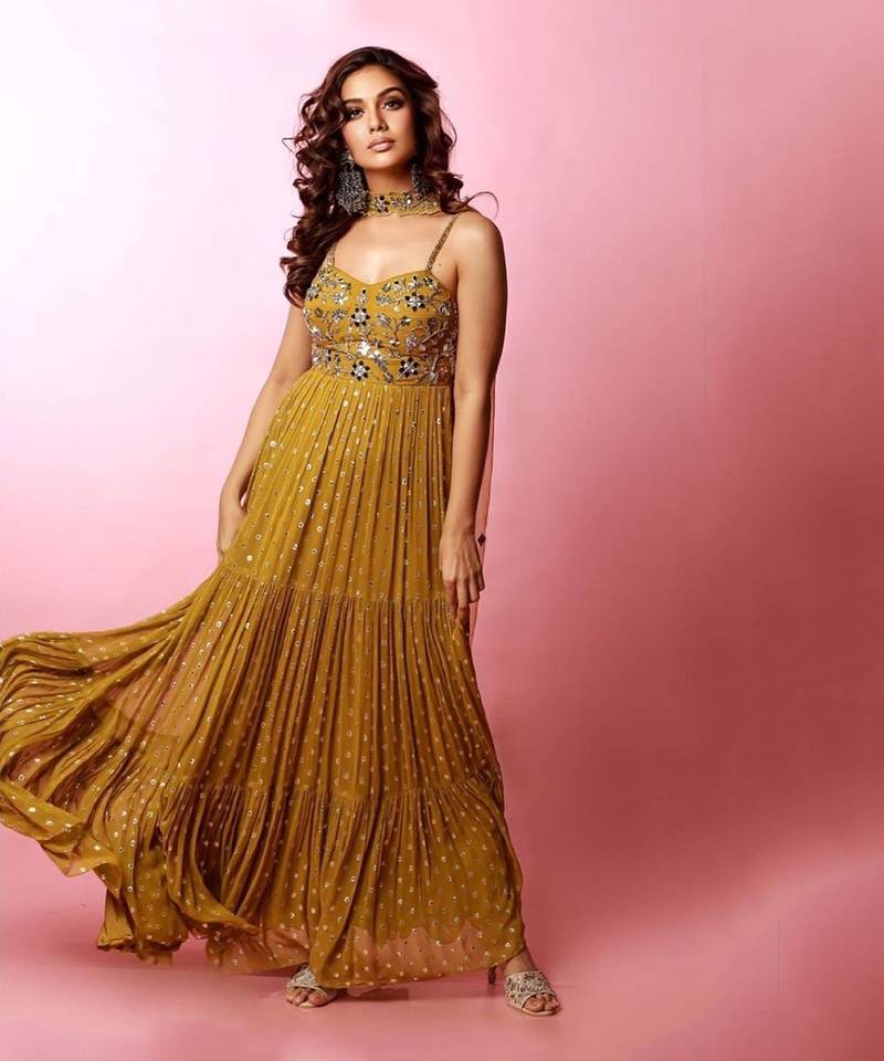 Lemon Green Georgette Anarkali