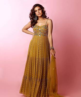 Lemon Green Georgette Anarkali 4