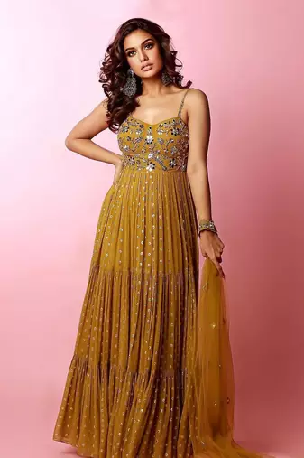 Lemon Green Georgette Anarkali