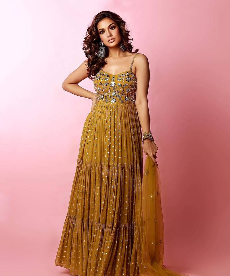Lemon Green Georgette Anarkali