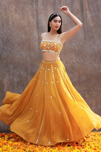 Yellow Net Lehenga