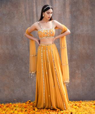 Yellow Net Lehenga 1