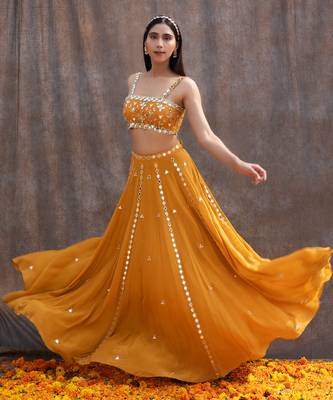 Yellow Net Lehenga 3