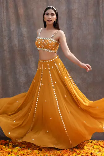 Yellow Net Lehenga
