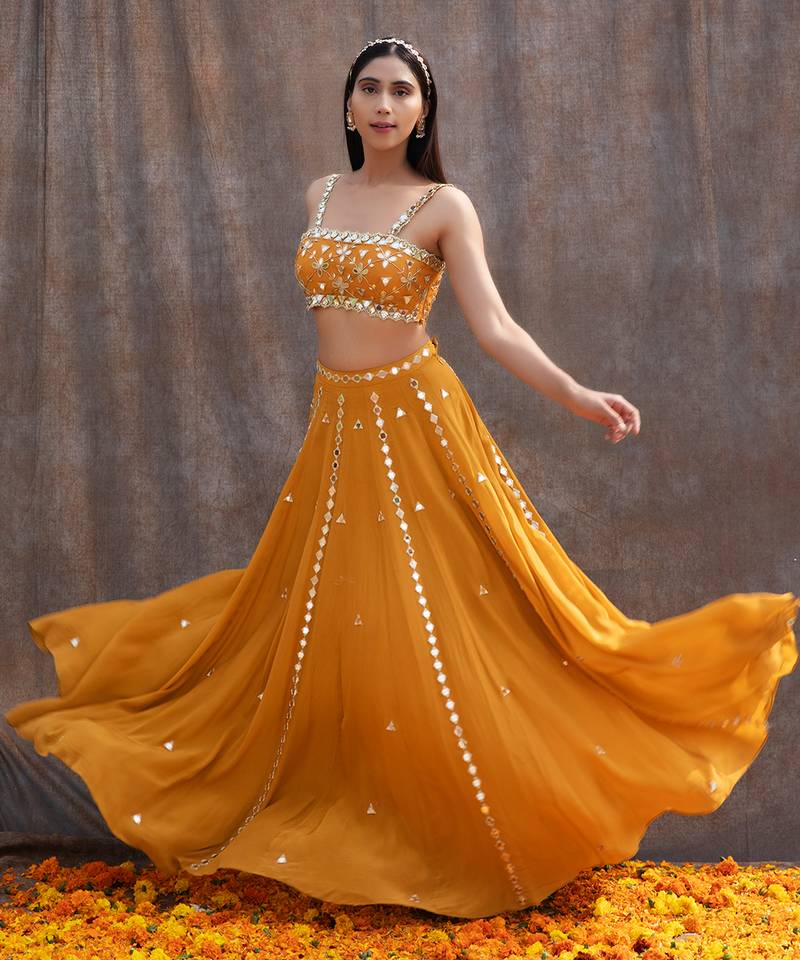 Yellow Net Lehenga
