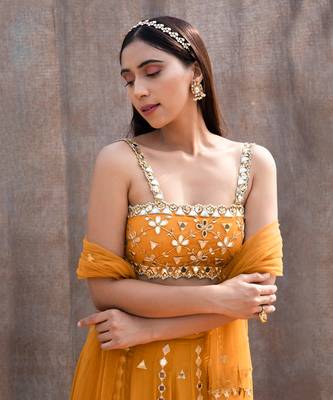 Yellow Net Lehenga 4