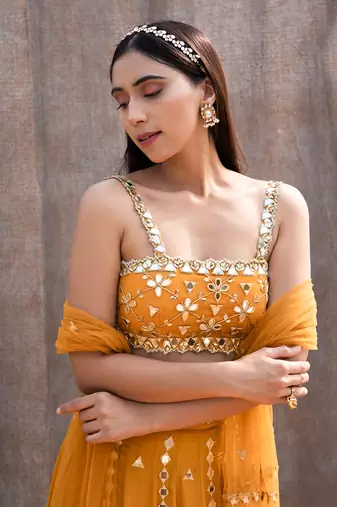 Yellow Net Lehenga