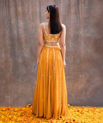 Yellow Net Lehenga 5