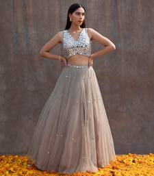 Grey Net Lehenga