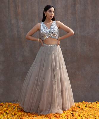 Grey Net Lehenga 2