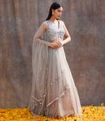 Grey Net Lehenga