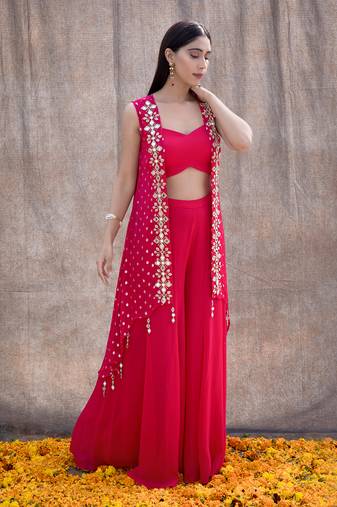 Rani Pink Georgette Pant Set