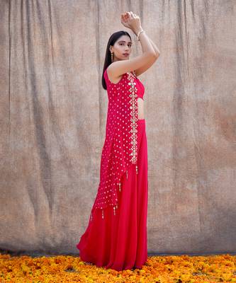 Rani Pink Georgette Pant Set 2