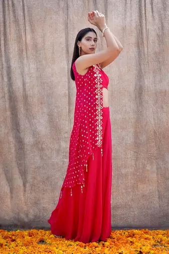 Rani Pink Georgette Pant Set