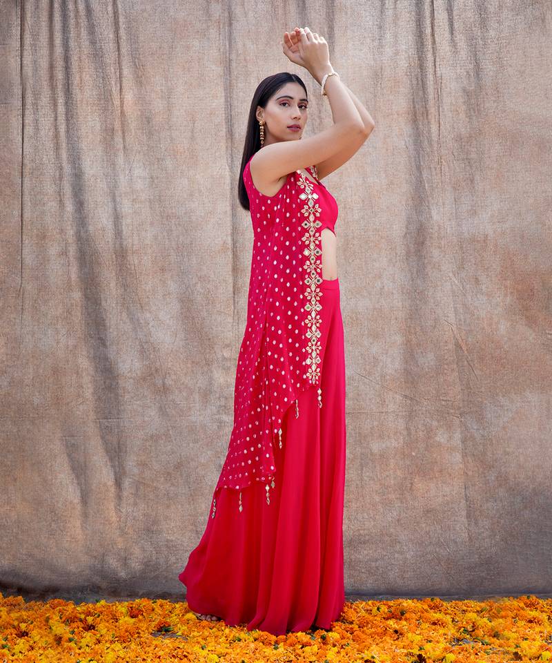 Rani Pink Georgette Pant Set