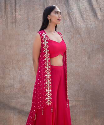 Rani Pink Georgette Pant Set 3