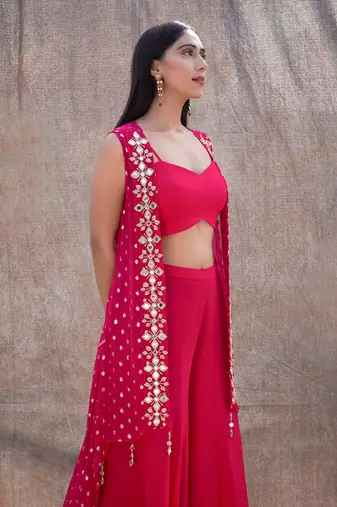 Rani Pink Georgette Pant Set